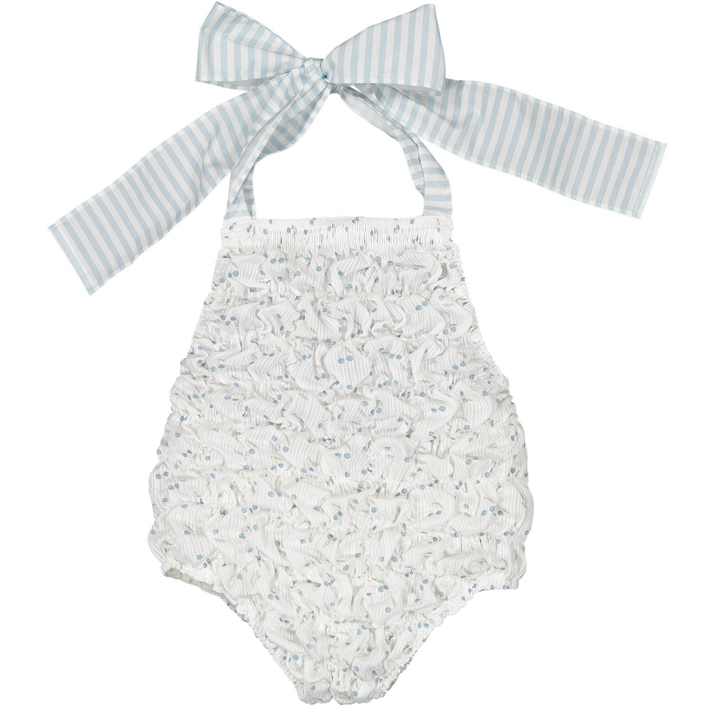Blue Cherries Cotton Frilled Swimsuit