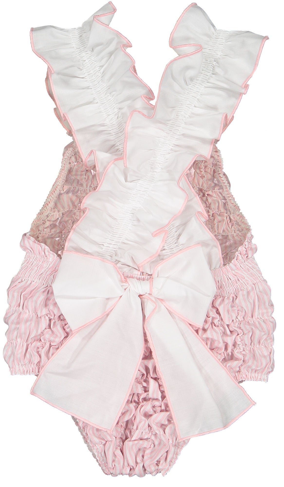 Rosé Stripes Cotton Frilled Swimsuit