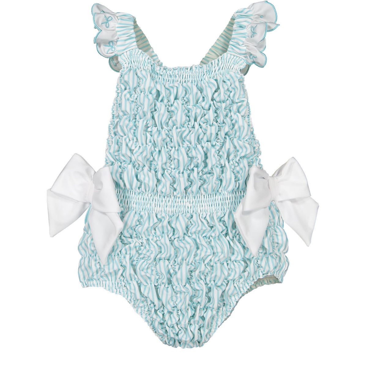 SAMPLE Classic Blue Stripes Frilled Swimsuit