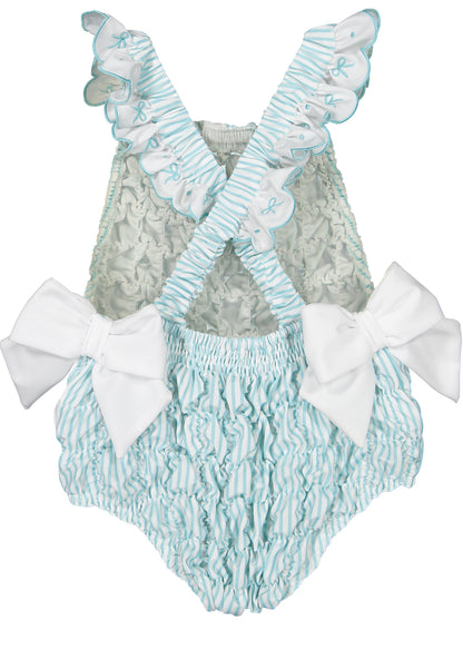 SAMPLE Classic Blue Stripes Frilled Swimsuit
