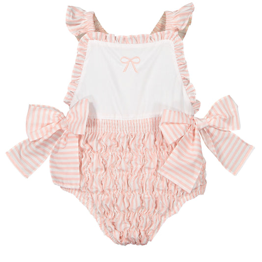 Flamingo Stripes Cotton Frilled Swimsuit