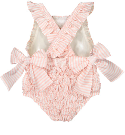 Flamingo Stripes Cotton Frilled Swimsuit