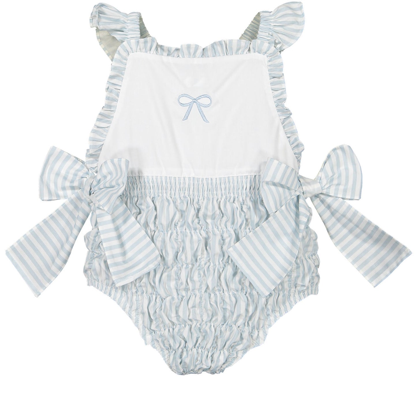 Blue Cherries Stripes Cotton Frilled Swimsuit