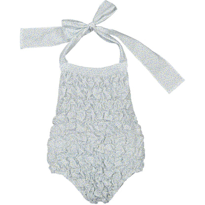 SAMPLE Blue Blossoms Cotton Frilled Swimsuit