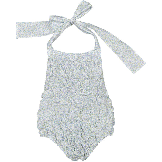 SAMPLE Blue Blossoms Cotton Frilled Swimsuit