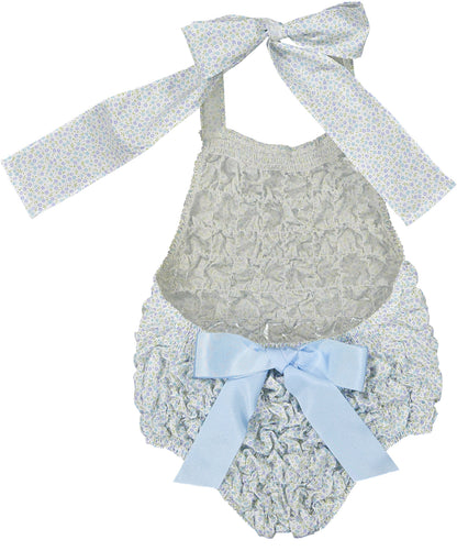 SAMPLE Blue Blossoms Cotton Frilled Swimsuit