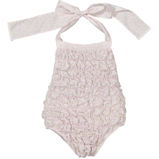 Pink Blossoms Cotton Frilled Swimsuit