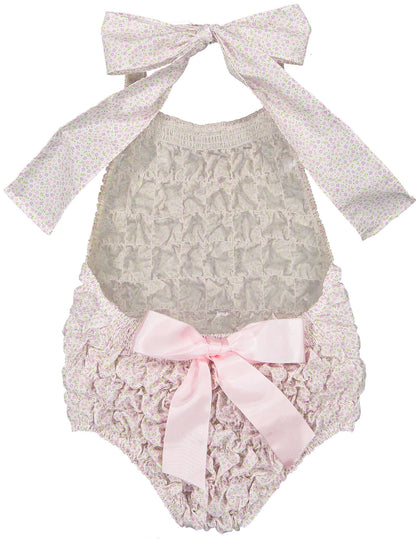 Pink Blossoms Cotton Frilled Swimsuit