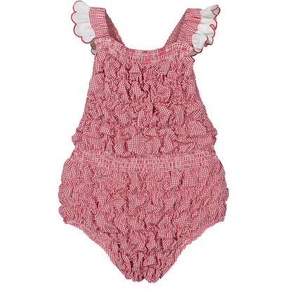 PRE-ORDER Red Cherries Cotton Frilled Swimsuit