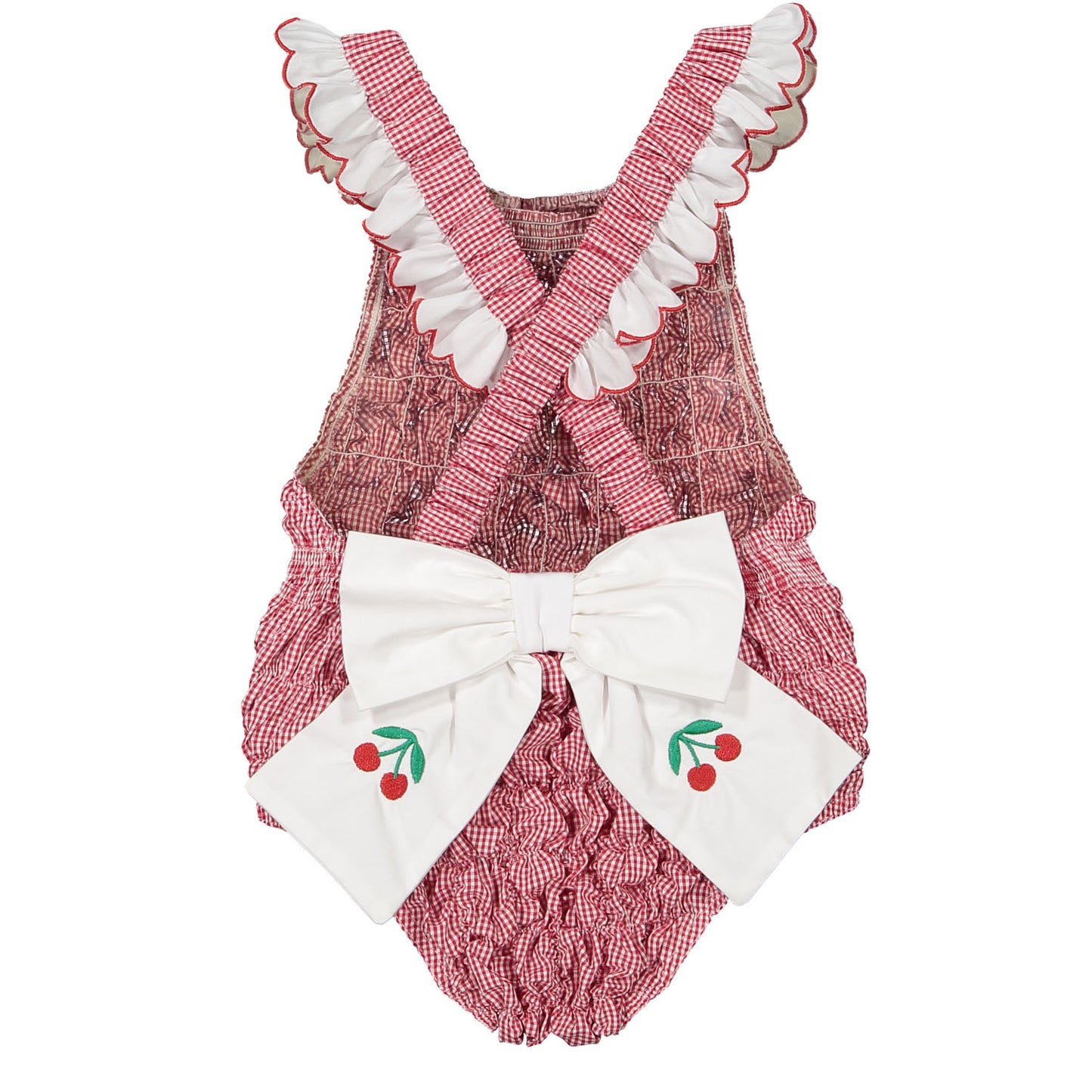 PRE-ORDER Red Cherries Cotton Frilled Swimsuit