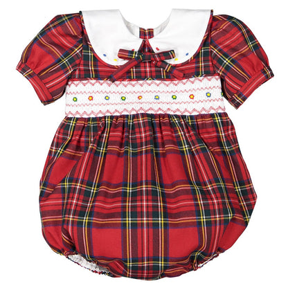 PRE-ORDER North Pole Plaid Smocked Romper