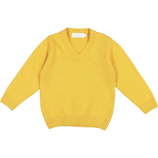 Mustard V-neck Knit Pullover