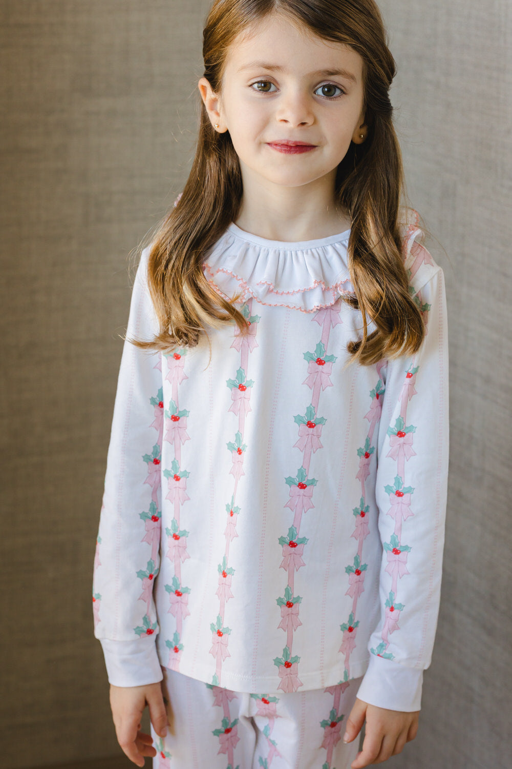 Pink Mistletoe Girl Pajama