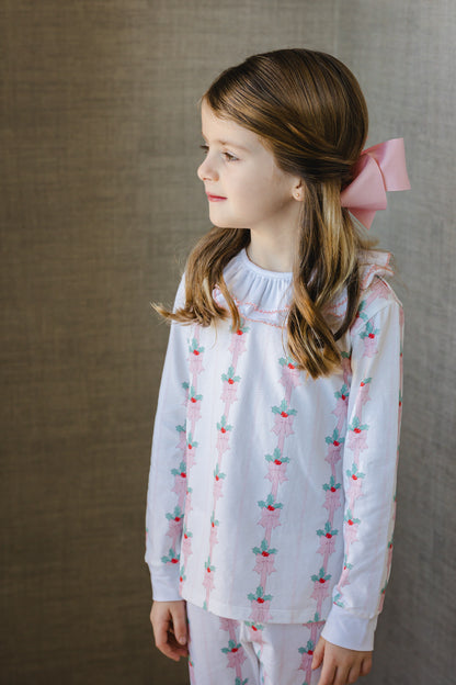 Pink Mistletoe Girl Pajama