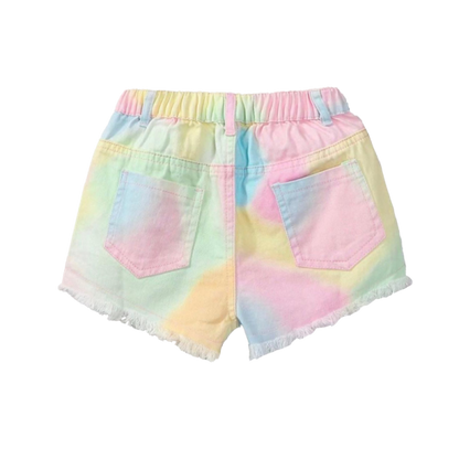 Denim Tie Dye Pink Shorts