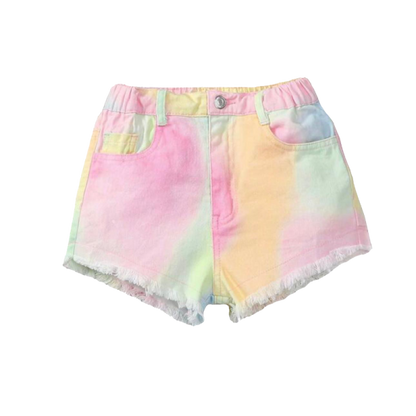 Denim Tie Dye Pink Shorts
