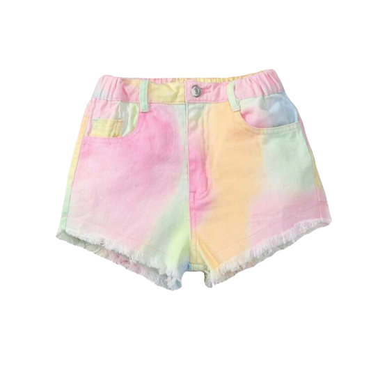 Denim Tie Dye Pink Shorts