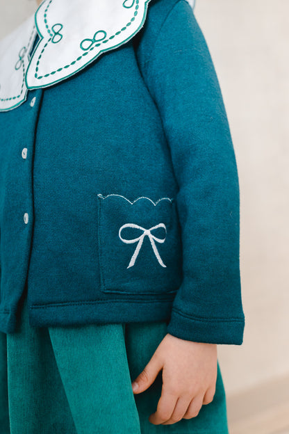 Green Pocket Bows Cardigan
