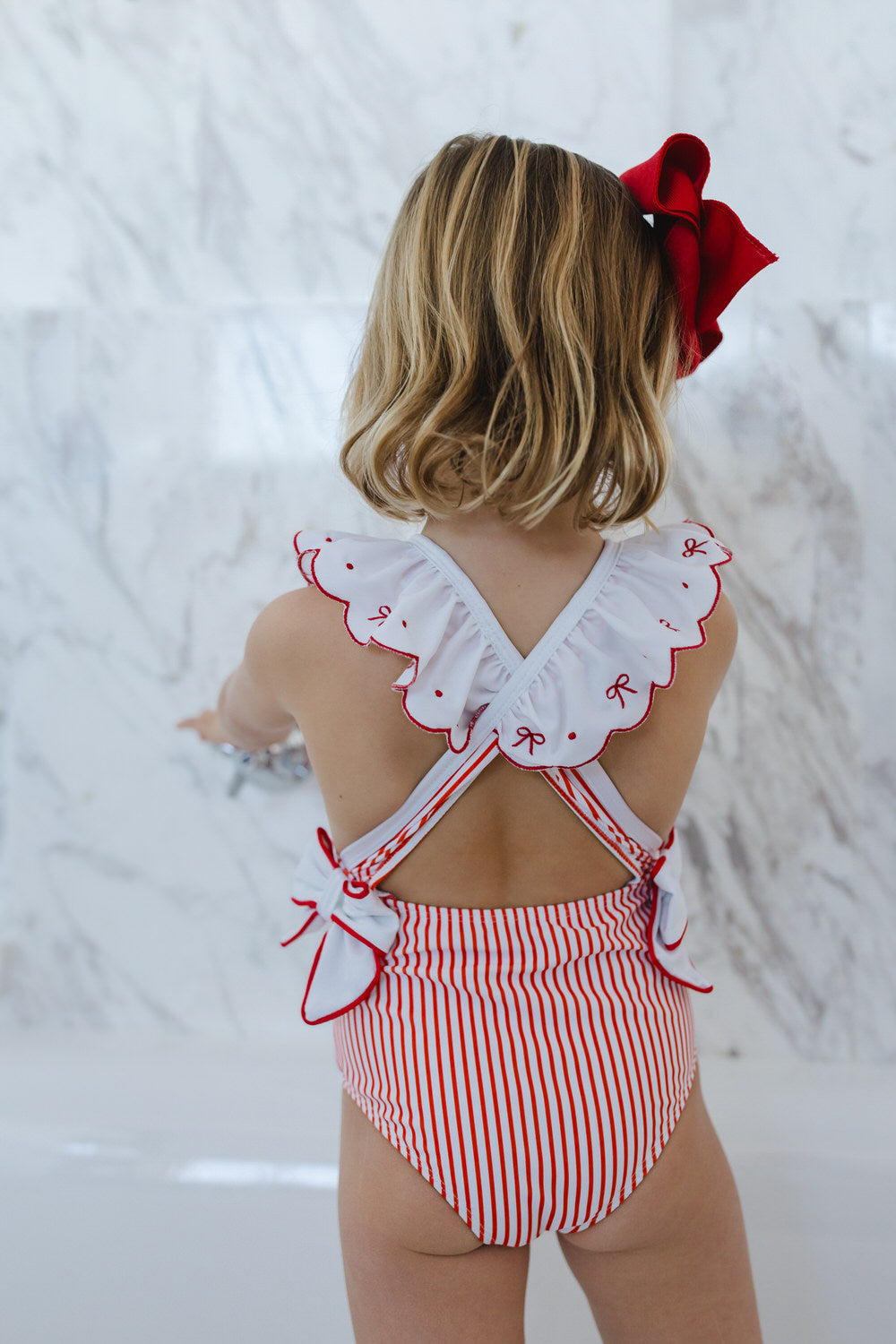 Santa Tell Me Red Bows Swimsuit