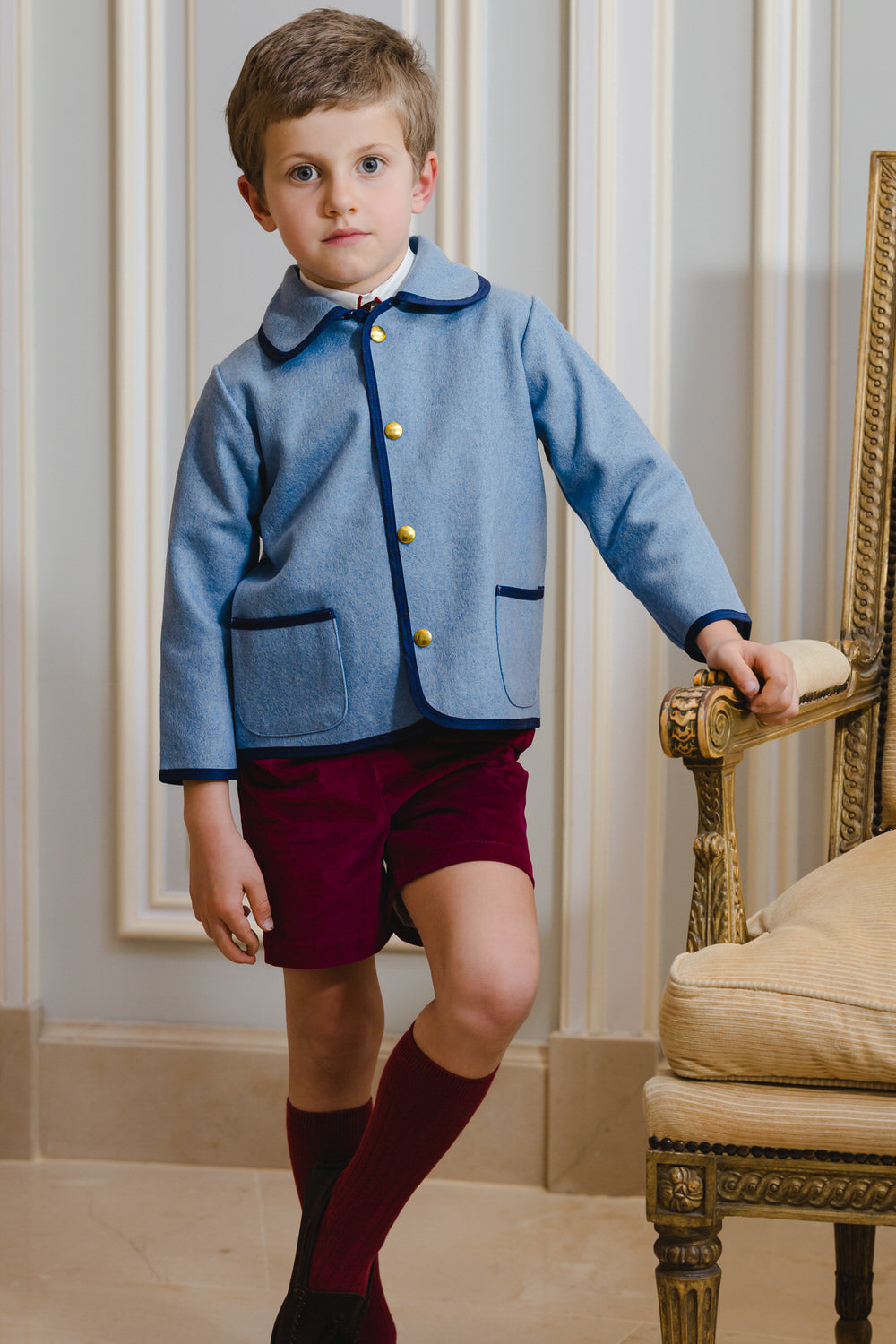 Blue Boy Classic Coat with Navy Trim