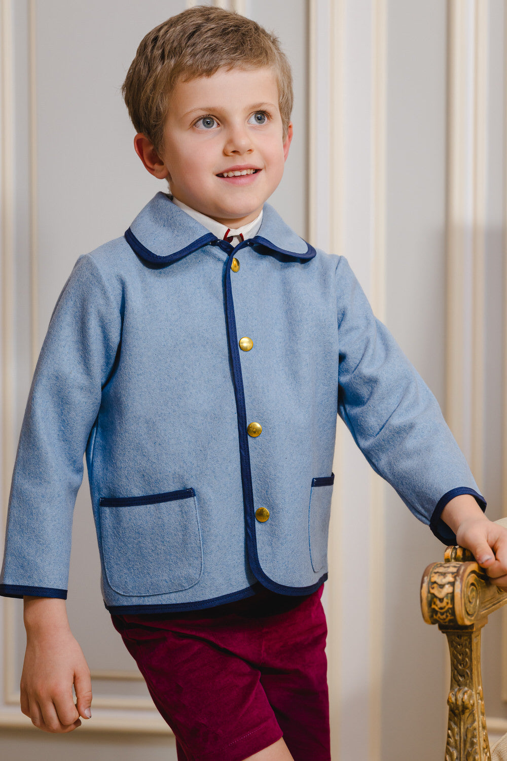 Blue Boy Classic Coat with Navy Trim