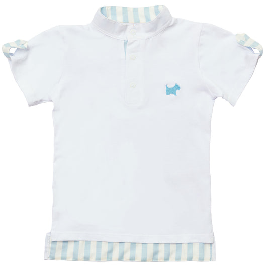 Blue Stripes Logo Boy Polo