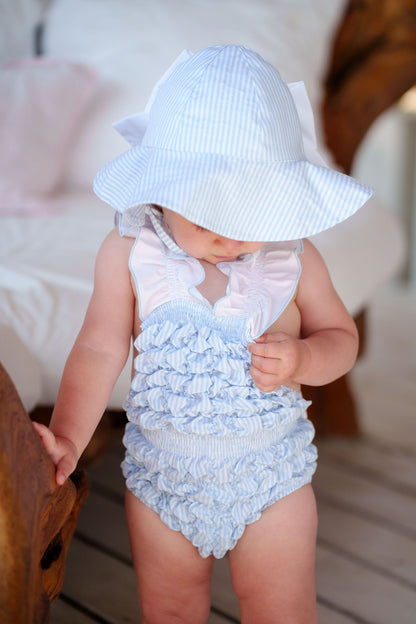 Water Stripes Cotton Frilled Swimsuit