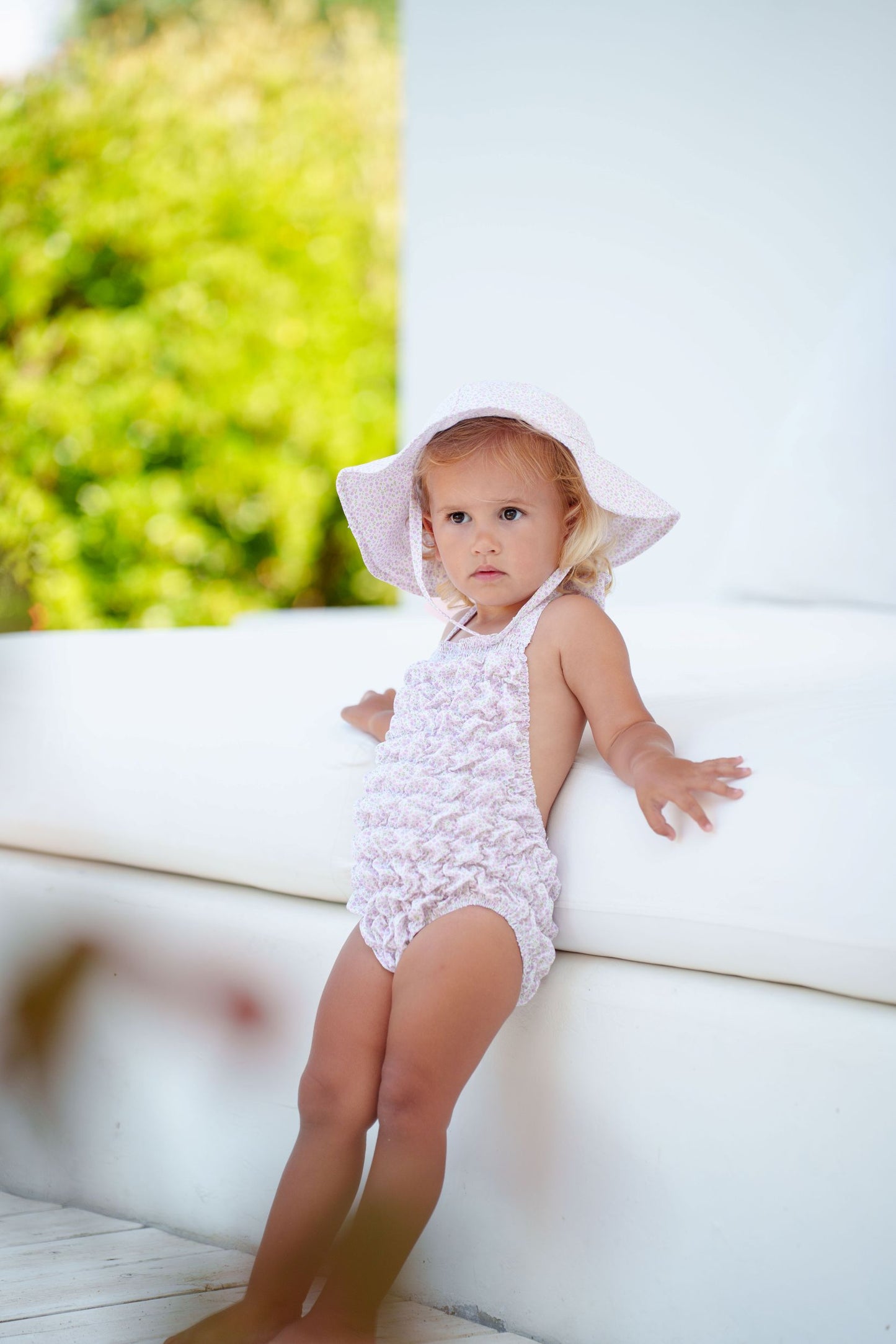 Pink Blossoms Cotton Frilled Swimsuit