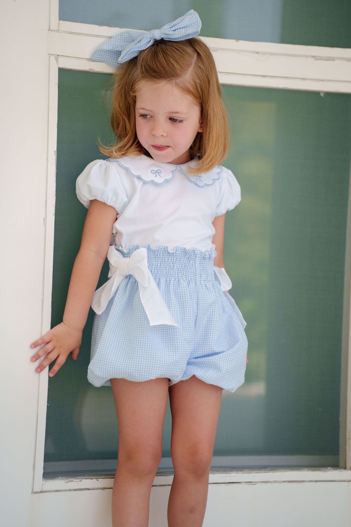 SAMPLE Mini Blue Gingham Bubbly Shorts