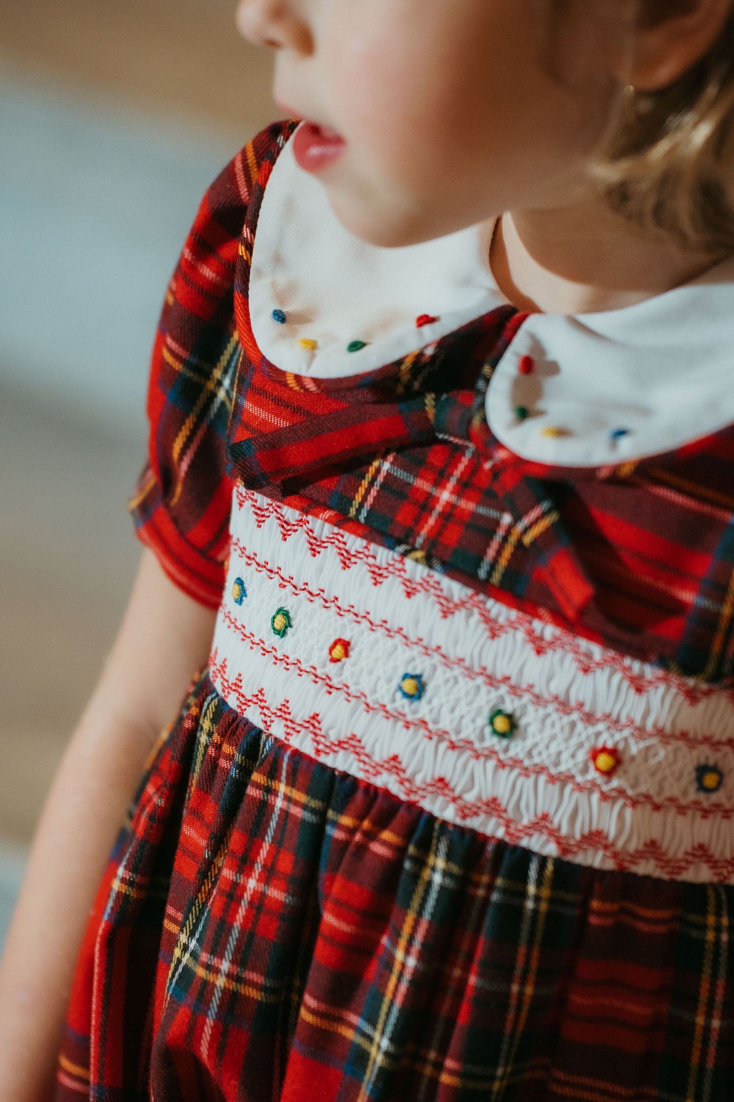 PRE-ORDER North Pole Plaid Smocked Romper