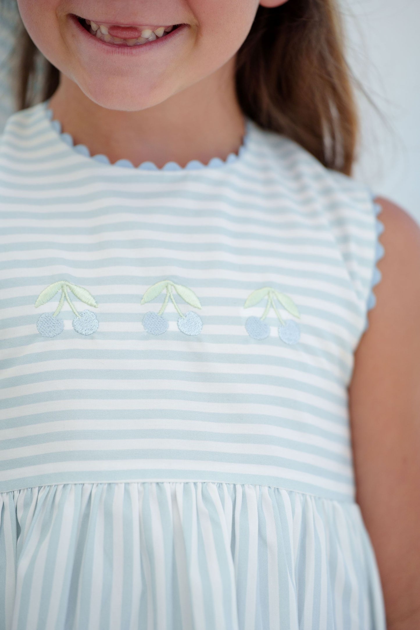 PRE-ORDER Blue Cherries Stripes Dress