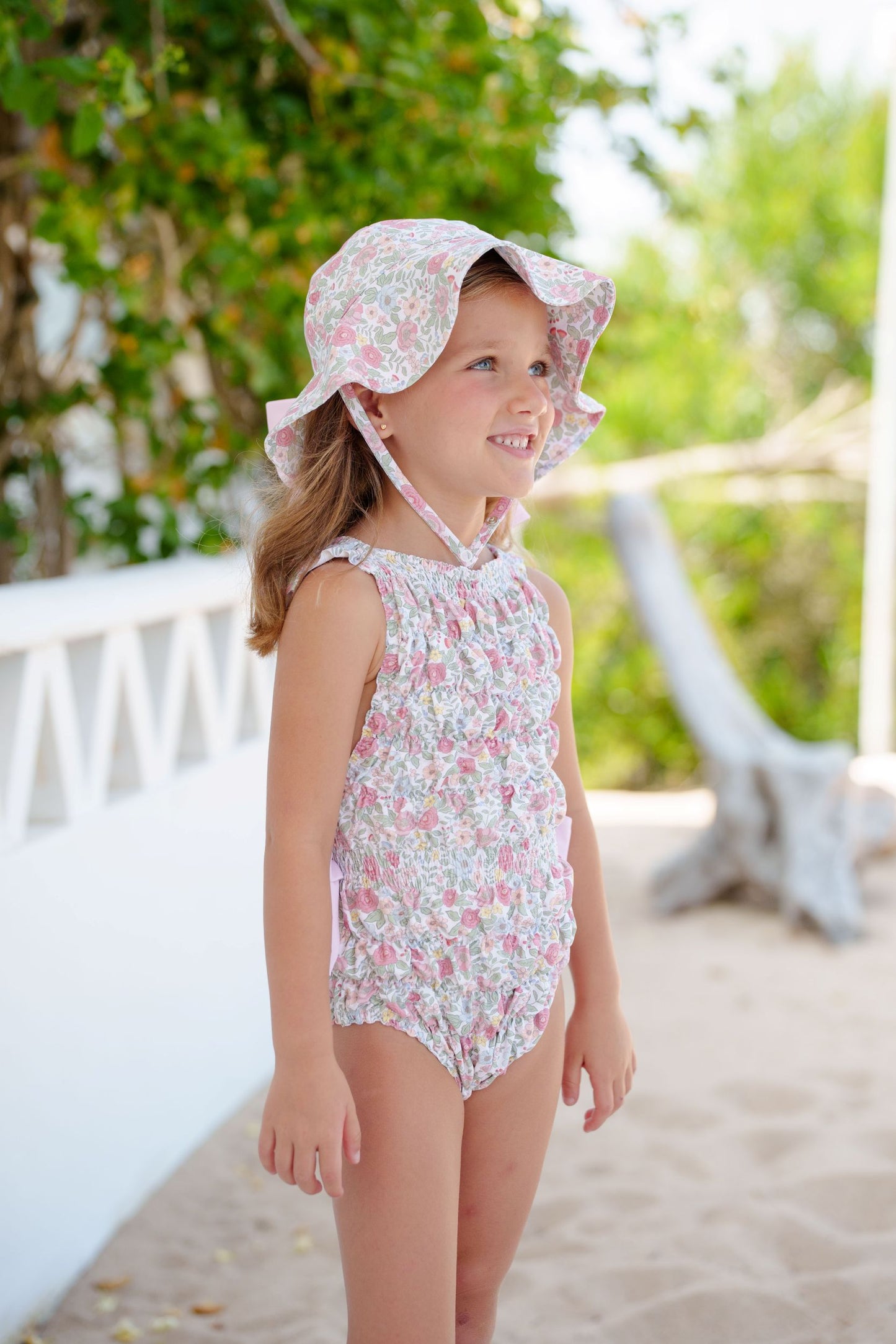 PRE ORDER Pink Floral Frilled Swimsuit