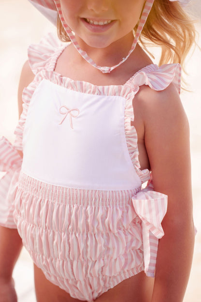 Flamingo Stripes Cotton Frilled Swimsuit