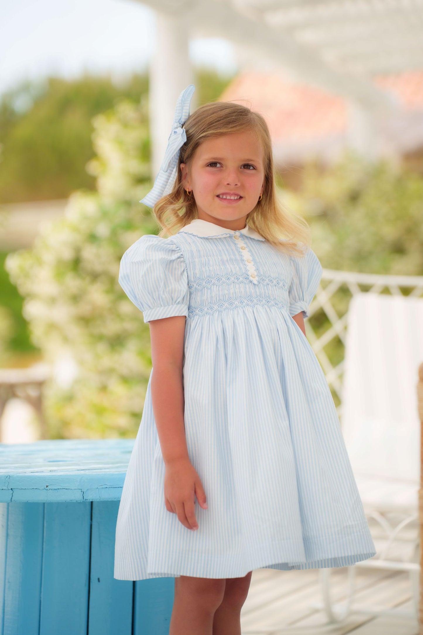 Water Stripes Smocked Dress