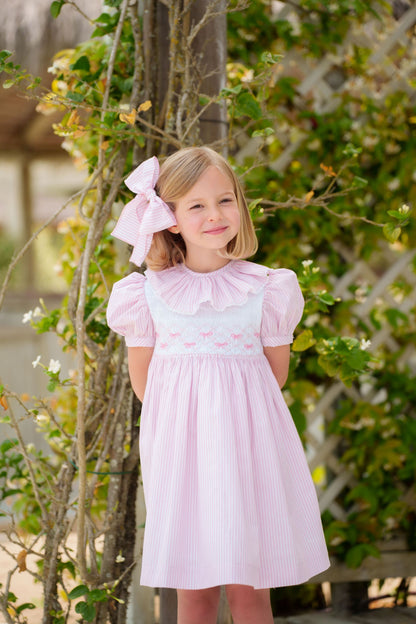 Rosé Stripes Smocked Dress