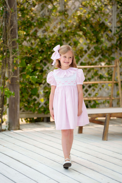 Rosé Stripes Smocked Dress
