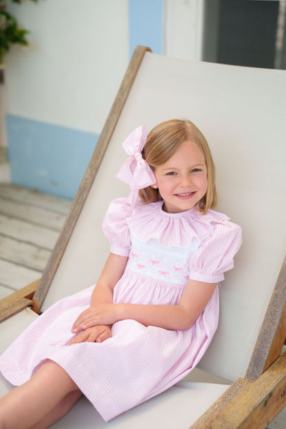 Rosé Stripes Smocked Dress