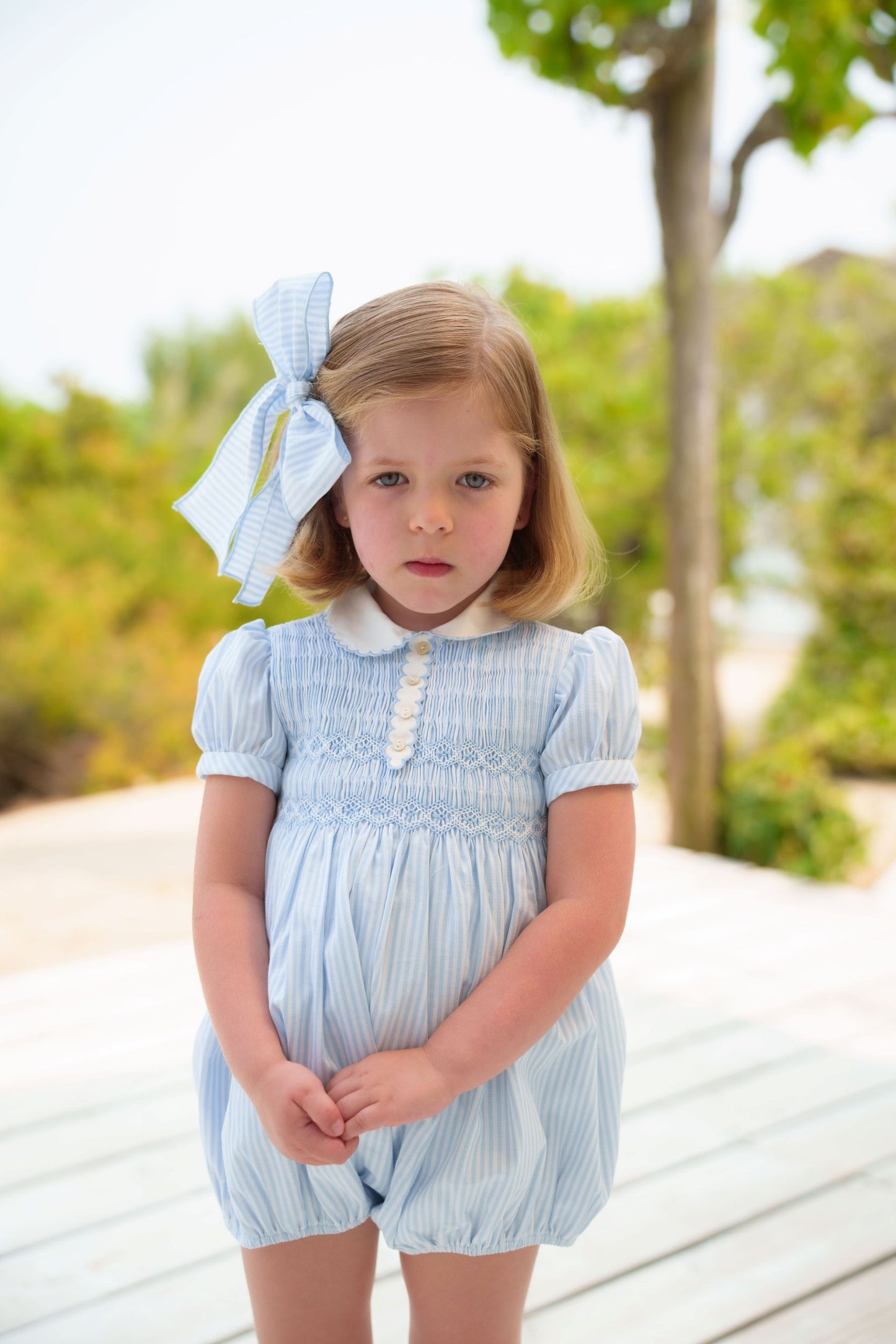 Water Stripes Smocked Romper