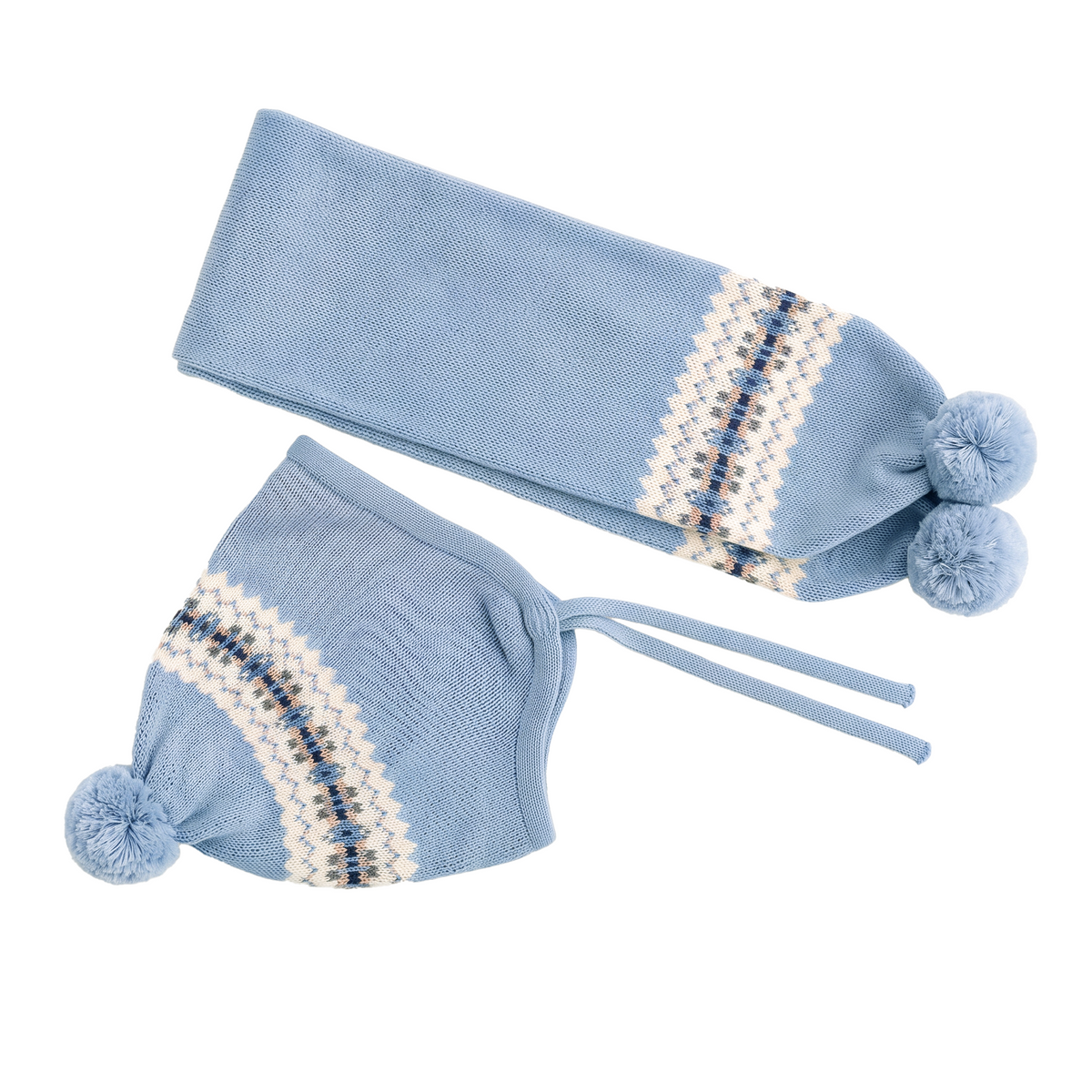 Blue Fair-Isle Bonnet & Scarf