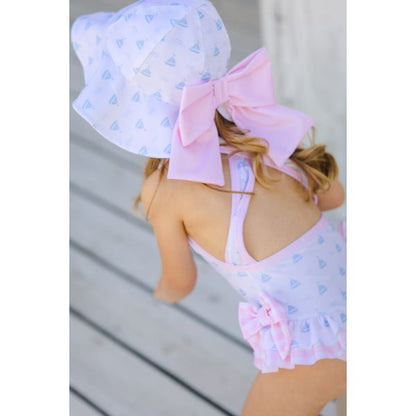 Blue Sailboats Lycra Sunny Hat