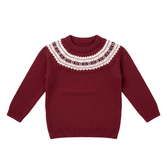 Burgundy Fair-Isle Sweater