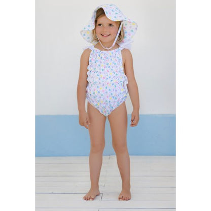 Multicolor Hearts Frilled Swimsuit